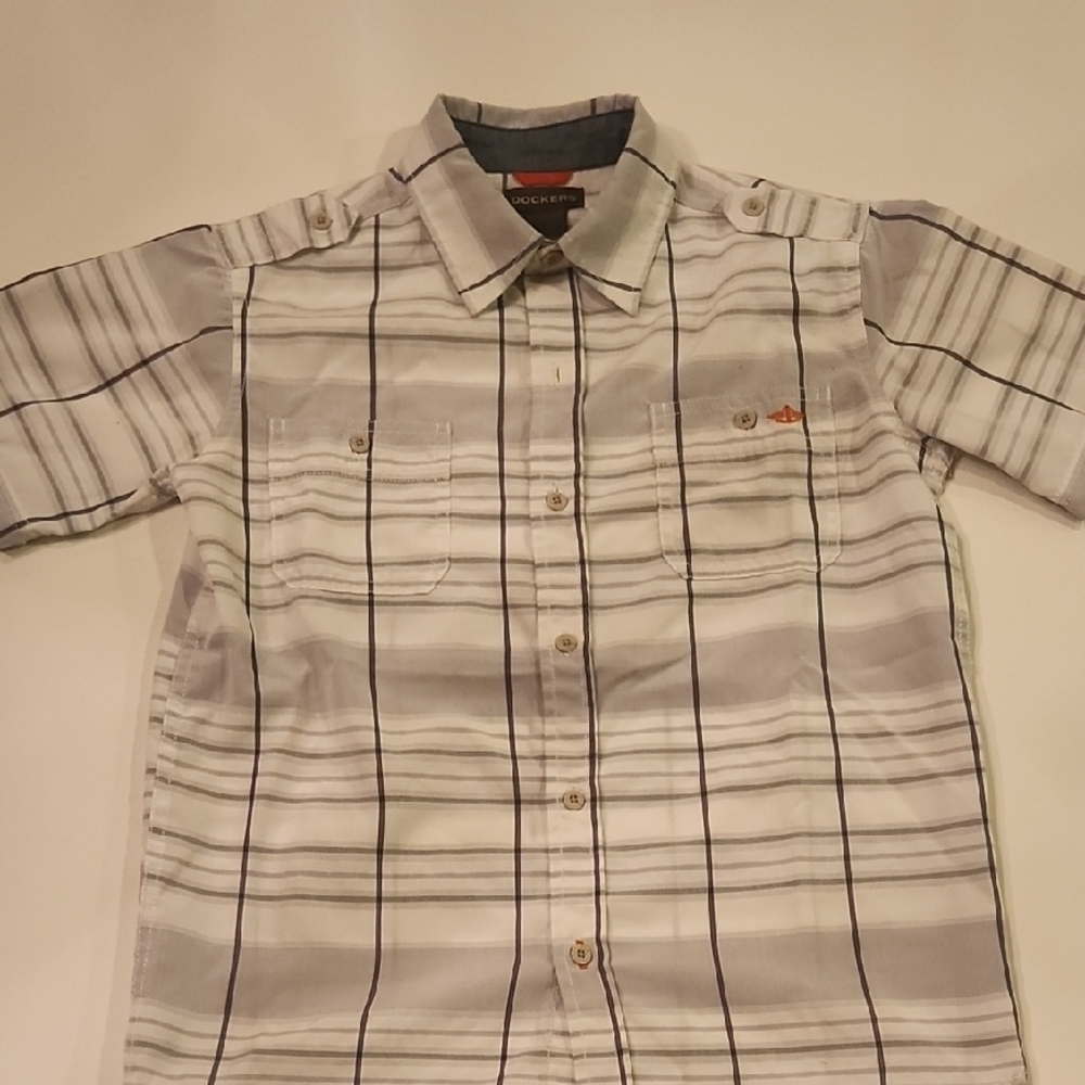 Dockers Men's Casual Plaid Shirt - White and Gray